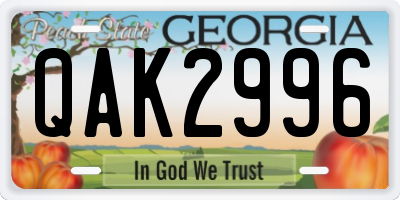 GA license plate QAK2996