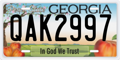 GA license plate QAK2997