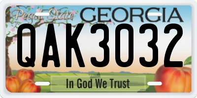 GA license plate QAK3032