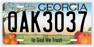 GA license plate QAK3037
