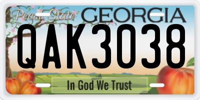 GA license plate QAK3038