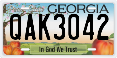 GA license plate QAK3042