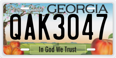 GA license plate QAK3047