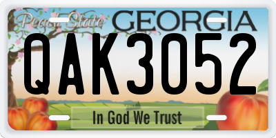 GA license plate QAK3052