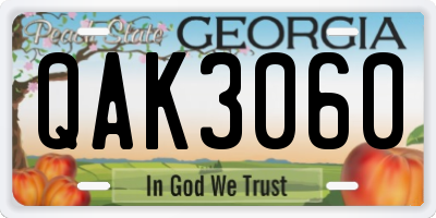 GA license plate QAK3060