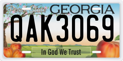 GA license plate QAK3069
