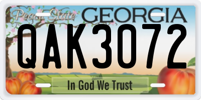 GA license plate QAK3072