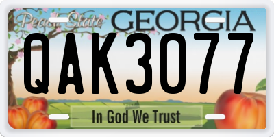 GA license plate QAK3077