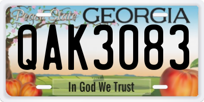 GA license plate QAK3083