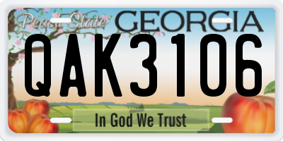 GA license plate QAK3106