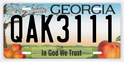 GA license plate QAK3111