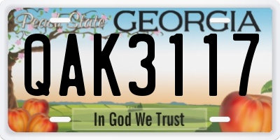 GA license plate QAK3117