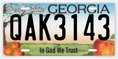 GA license plate QAK3143
