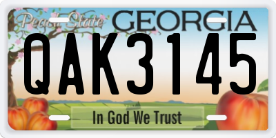 GA license plate QAK3145