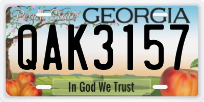 GA license plate QAK3157