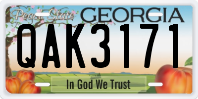 GA license plate QAK3171