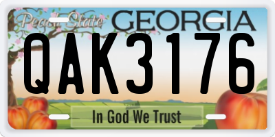 GA license plate QAK3176