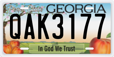 GA license plate QAK3177