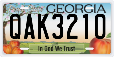 GA license plate QAK3210