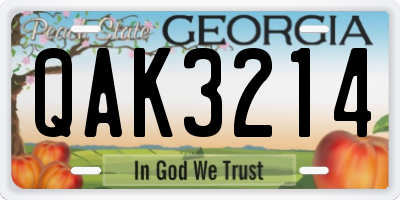 GA license plate QAK3214