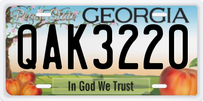 GA license plate QAK3220