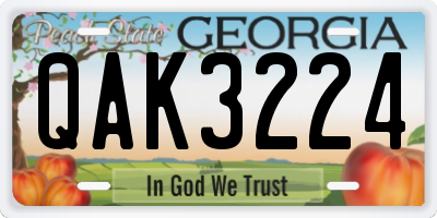 GA license plate QAK3224