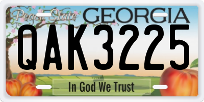 GA license plate QAK3225