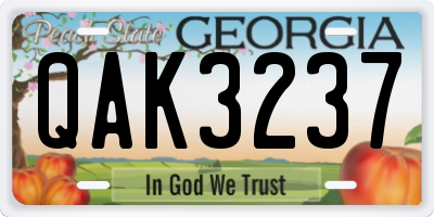 GA license plate QAK3237