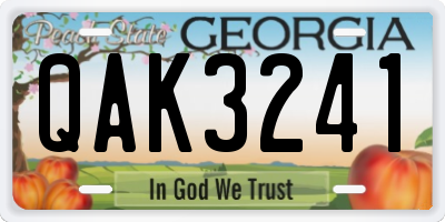 GA license plate QAK3241