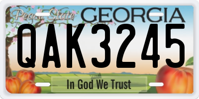 GA license plate QAK3245
