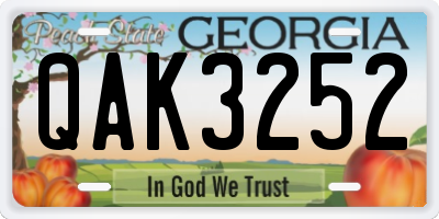 GA license plate QAK3252