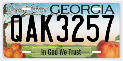 GA license plate QAK3257