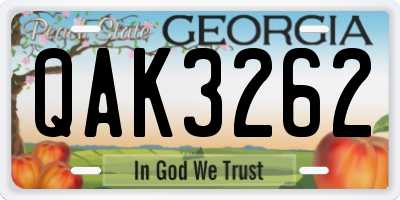GA license plate QAK3262