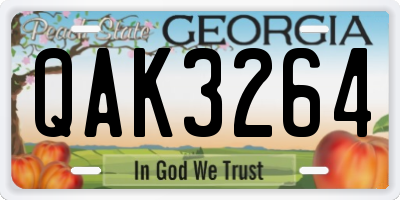 GA license plate QAK3264