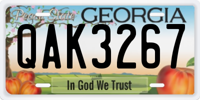 GA license plate QAK3267