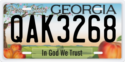 GA license plate QAK3268