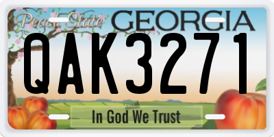 GA license plate QAK3271