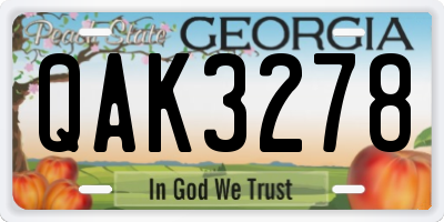 GA license plate QAK3278