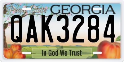 GA license plate QAK3284