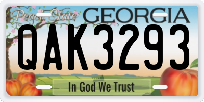 GA license plate QAK3293