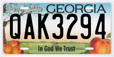 GA license plate QAK3294