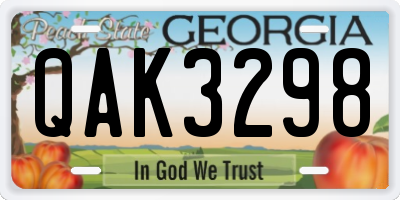 GA license plate QAK3298