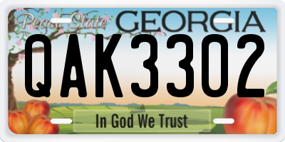 GA license plate QAK3302