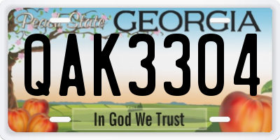 GA license plate QAK3304