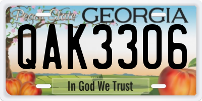 GA license plate QAK3306