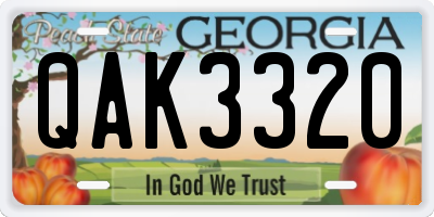 GA license plate QAK3320