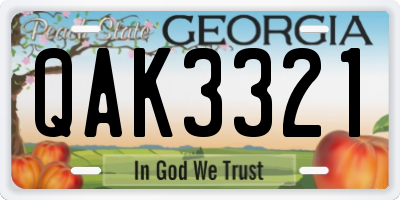 GA license plate QAK3321