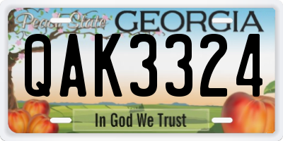 GA license plate QAK3324