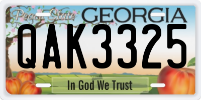 GA license plate QAK3325