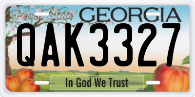 GA license plate QAK3327
